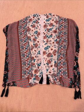 Boho Floral open front lightweight Kimono top / after swim coverup  - Multicolor